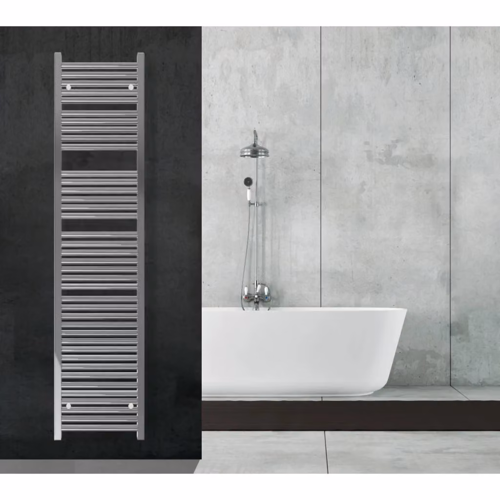Scaldasalviette termoarredo idraulico Olimpo Docce in acciaio inox color argento, H: 180 cm, L: 45 cm, interasse 40 cm – 2