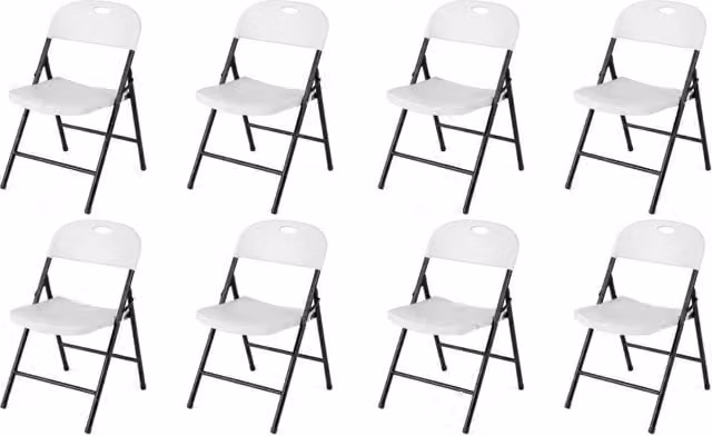 Set di 8 sedie pieghevoli salvaspazio da cucina in pp e metallo, Sedia ergonomica per sala pranzo soggiorno ufficio e giardino