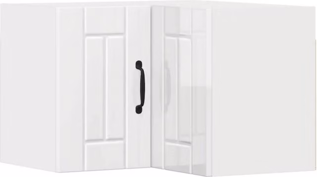 Mobile da cucina d'angolo moderno HELLOSHOP26 in legno composito bianco lucido con ante scorrevoli L/P/H: 57 x 57 x 40 cm