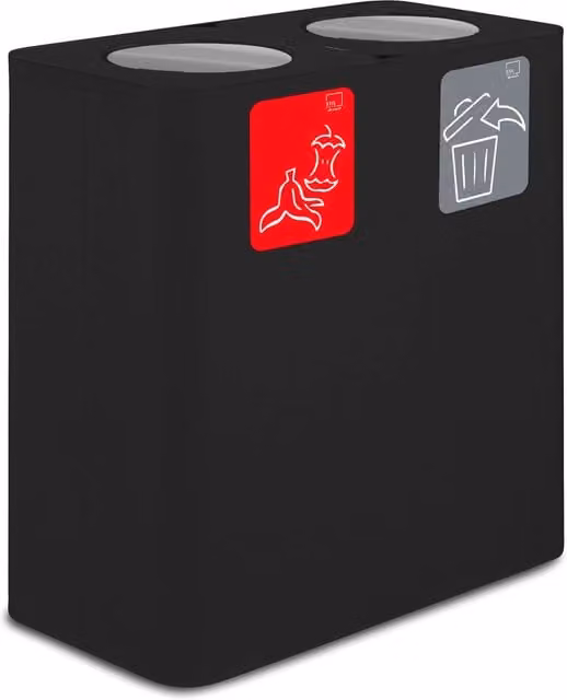 Pattumiera Sistema di Raccolta Rifiuti 77x38xh80 cm in Acciaio 3 Scomparti Nero