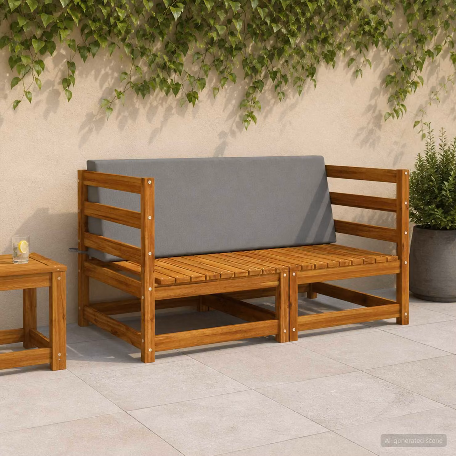Cuscino schienale vidaXL SOEST in poliestere grigio L 120 x P 40 x H 20 cm