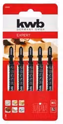 Set di 5 lame per seghetto alternativo KWB per tagli dritti fini su legno, colore argento, 75 mm
