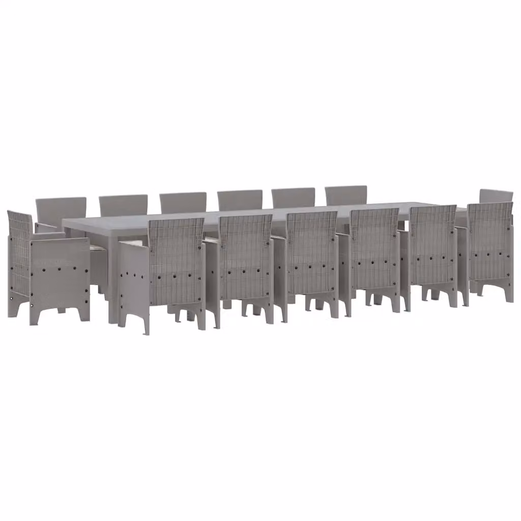 Set da pranzo per giardino e terrazza vidaXL in rattan grigio da 15 posti – 2