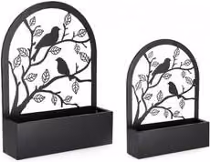 Set di 2 porta fiori da esterno in acciaio con decoro uccellini JOLMAR colore nero e antracite