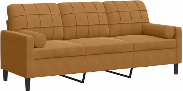 Divano | Divano da soggiorno | Sofa a 3 Posti con Cuscini Marrone 180 cm in Velluto