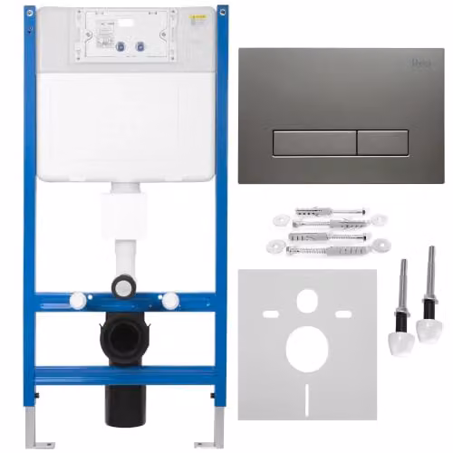 Rea - Kit da incasso K011a-q per WC con pulsante Hd Titanio - 16 x 52,5 x 103,5 cm