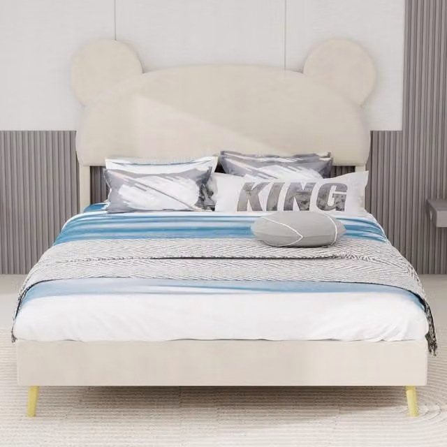 Letto imbottito 140x200 beige minimalista - Xylo
