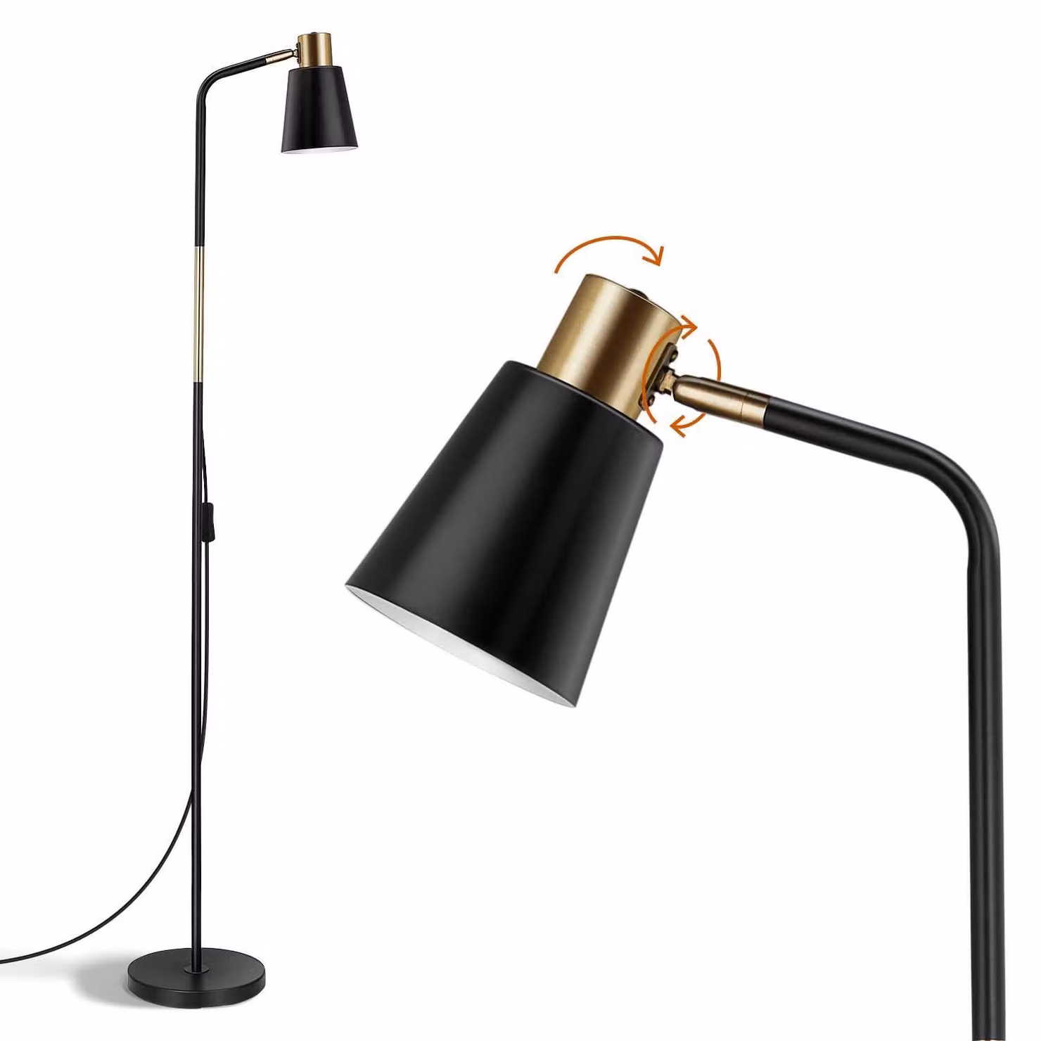 Lampada da tavolo, lampada da terra per il soggiorno, altezza 146 cm, attacco E27, massimo 40 W, lampada da terra in stile retrò con paralume in metallo