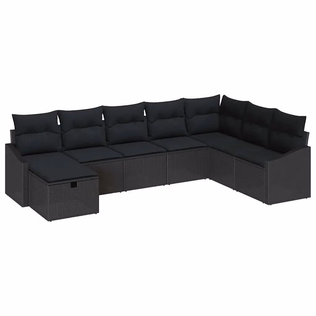 Set Divano da Giardino vidaXL 8 pz in Polyrattan con Cuscini e Ottoman, Forma a L, Grigio o Marrone – 2