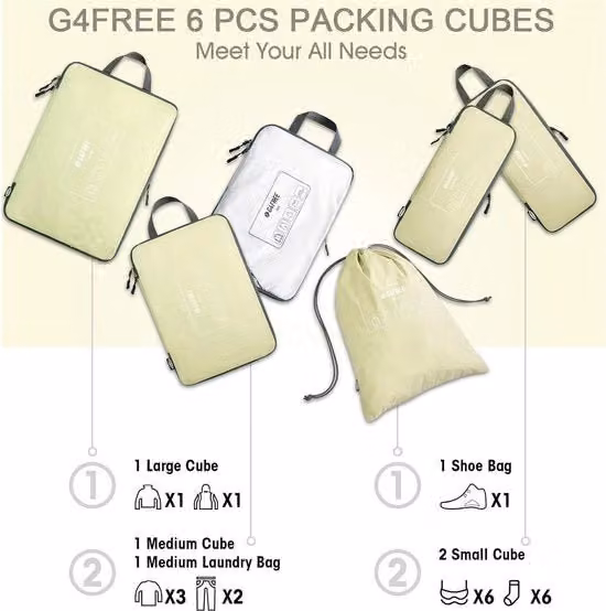 Organizer di viaggio G4Free impermeabili per abbigliamento, scarpe e cosmetici, disponibili in bianco e verde