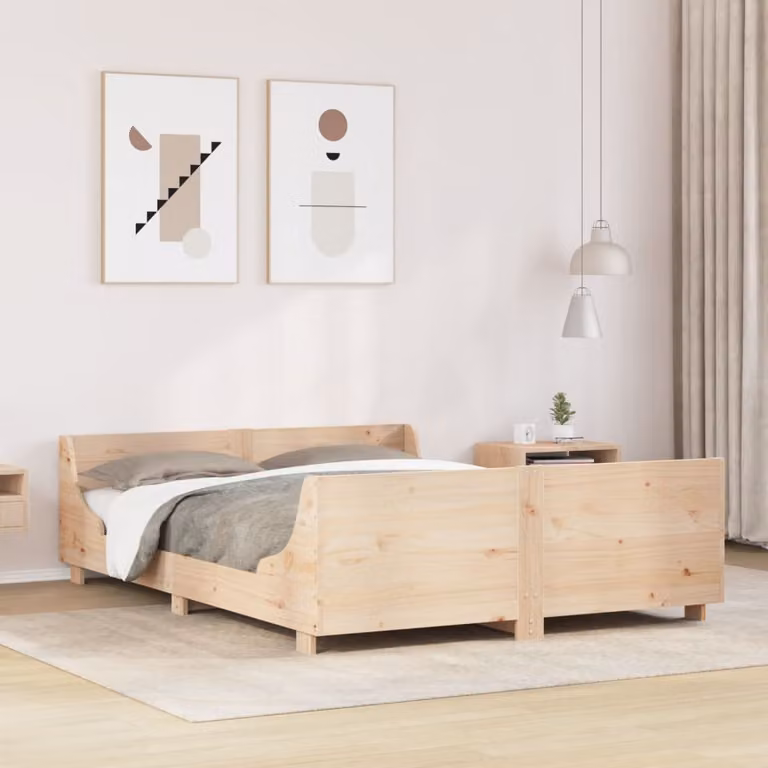 Letto senza materasso vidaXL in legno massello di pino marrone L: 160 cm, P: 200 cm