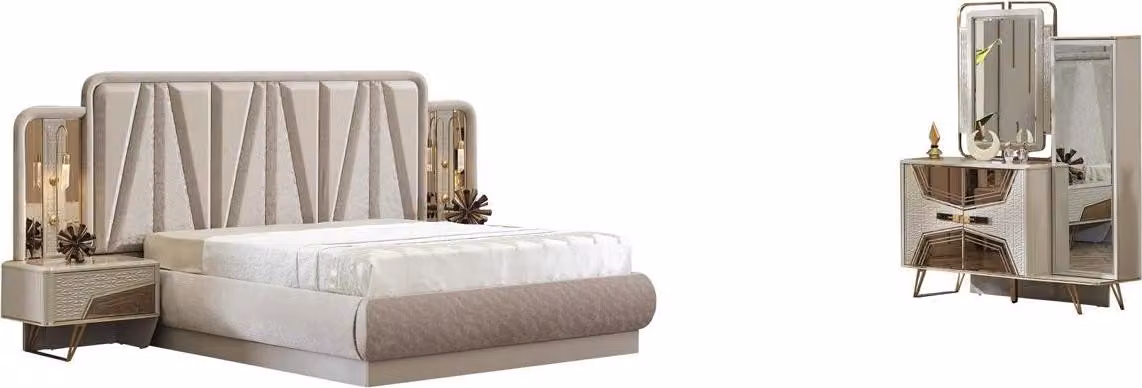 Schlafzimmermöbel Bett Schminktisch Einrichtung Set Nachttisch Stilvolle Möbel
