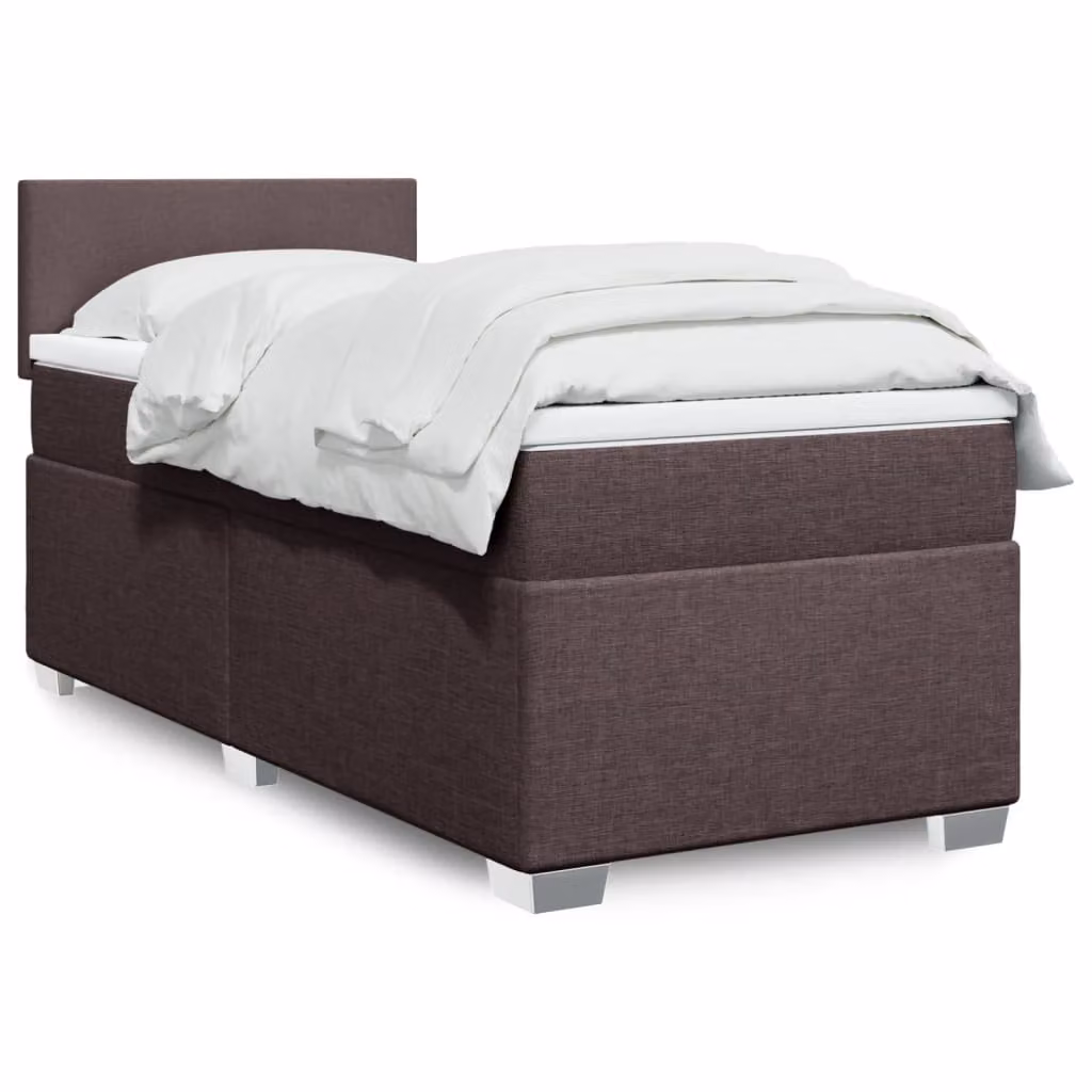 vidaXL Giroletto a Molle Ibrido con Materasso in Tessuto Marrone e Bianco L/P/H: 200 x 90 x 100,5 cm