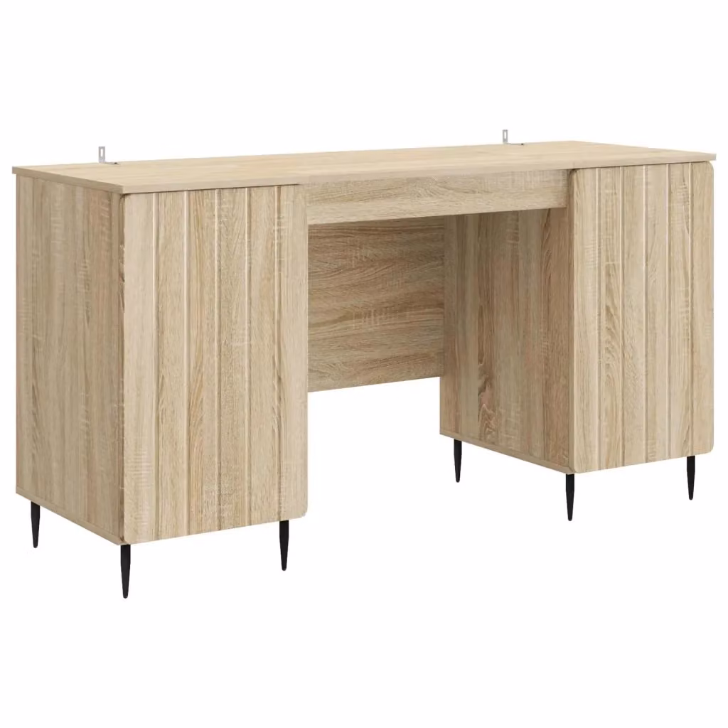 Scrivania moderna vidaXL beige in legno e metallo L: 142,5 cm, P: 50 cm, H: 75 cm – 2