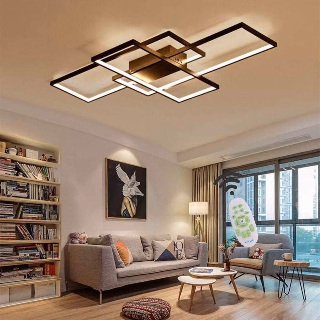 Pannello LED rettangolare, dimmerabile, con telecomando, 140 cm, colore nero