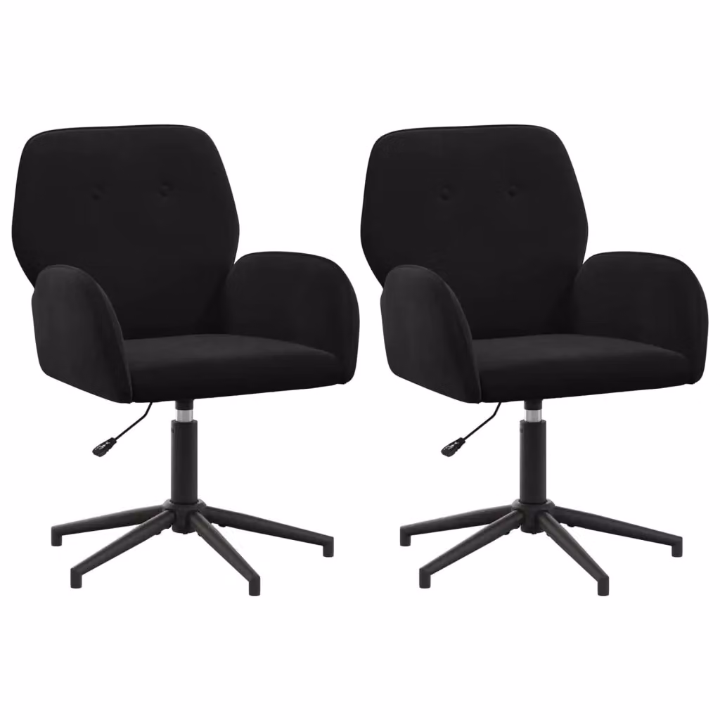 Set di 2 sedie da scrivania girevoli vidaXL in velluto nero con braccioli, L/P/H: 54 x 55 x 90 cm – 2