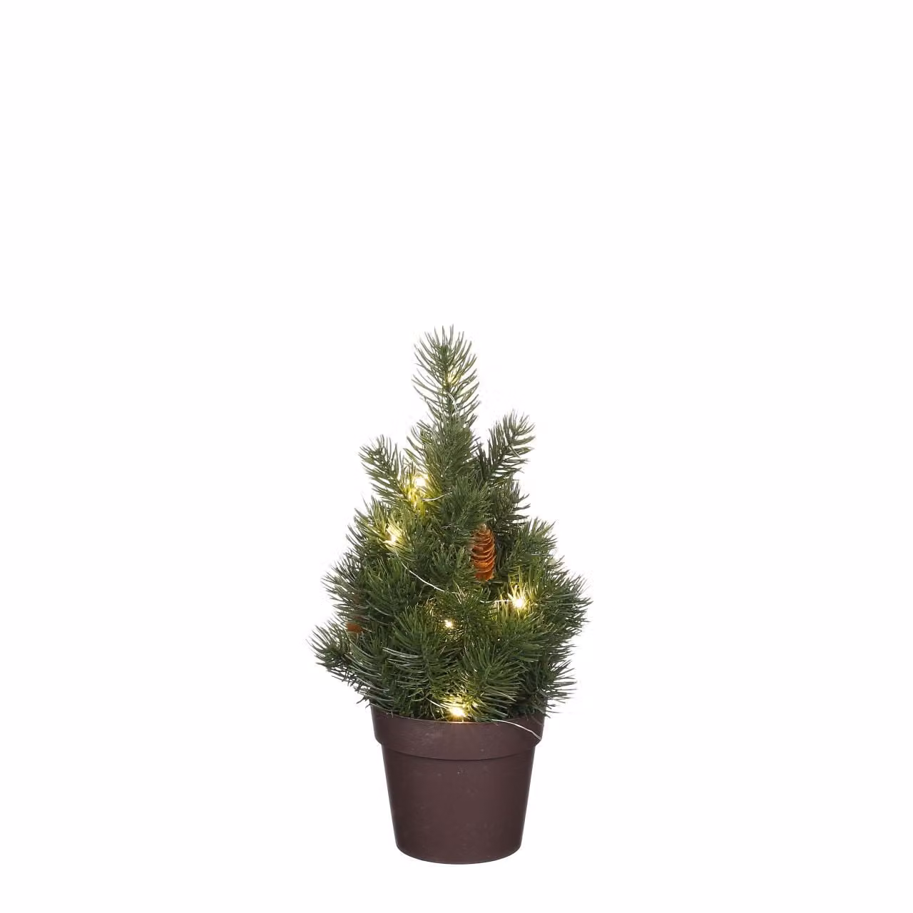 Albero di Natale in mica con pigne verdi 30 x 15 cm a batteria