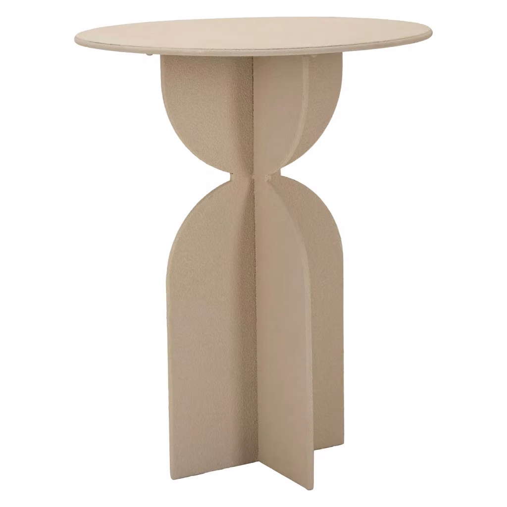Tavolino da salotto rotondo Fanotalo in metallo, Bianco Crema, L/P/H: 45 x 45 x 58 cm – 2