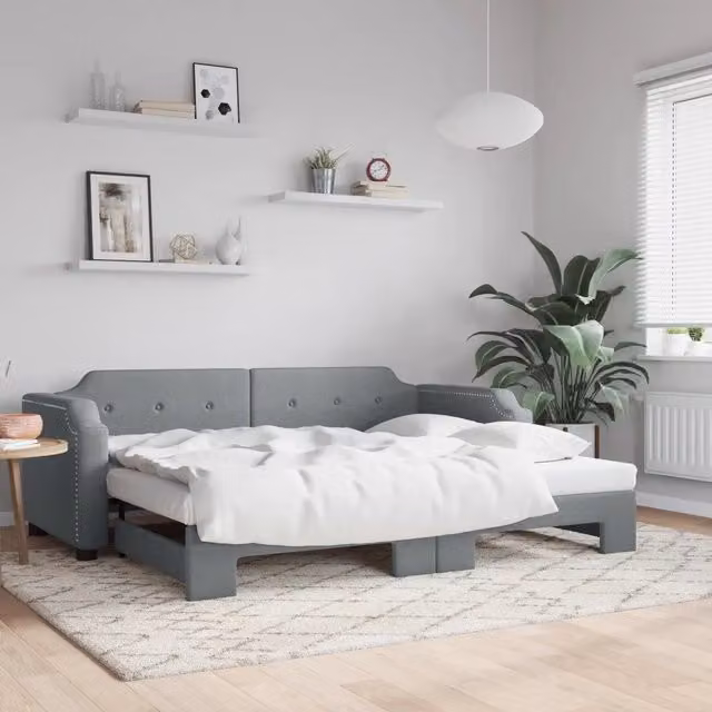 Divano Letto Moderno vidaXL Grigio con Letto Estraibile per Soggiorno e Camera da Letto