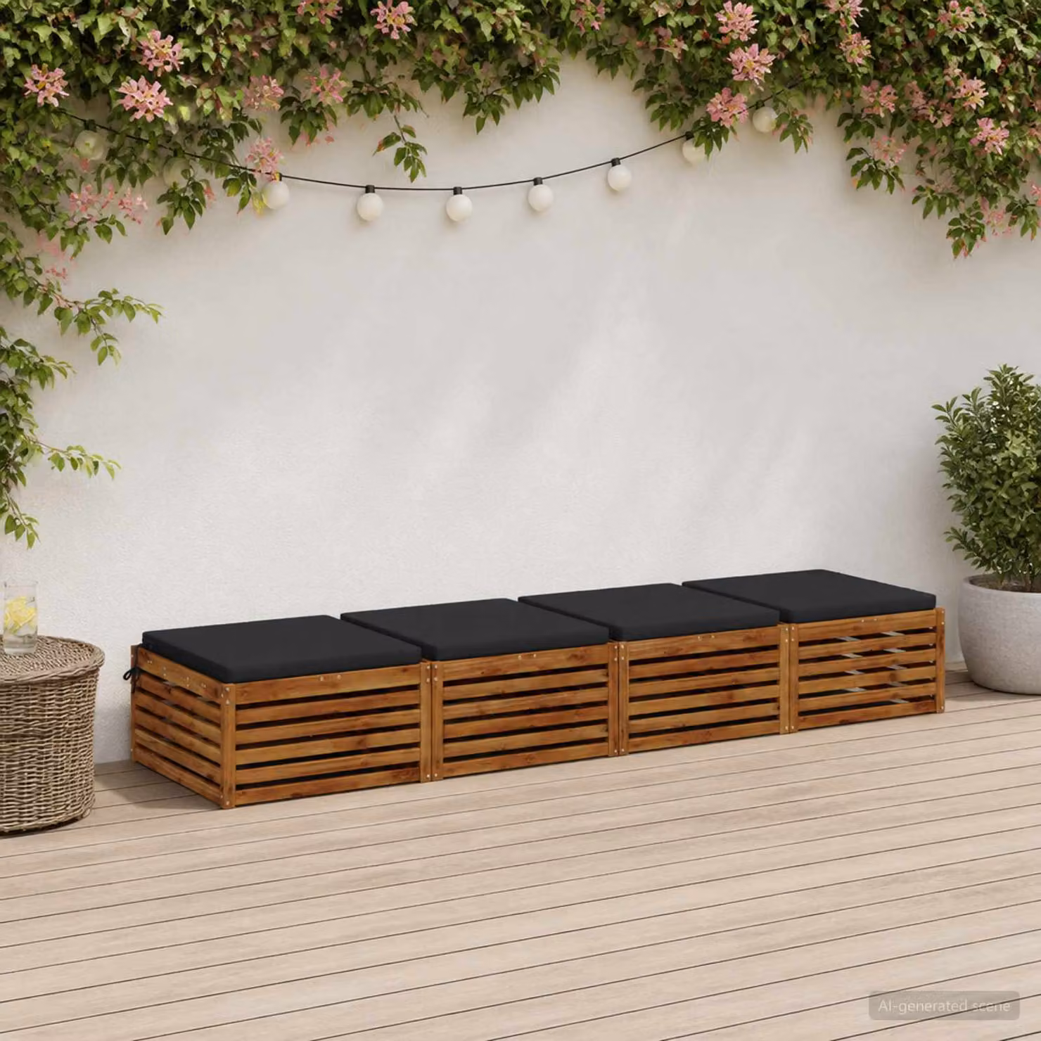 Set di 4 cuscini per sedia vidaXL SOEST in poliestere con imbottitura in schiuma, lavabili e resistenti ai raggi UV, disponibili in blu o nero