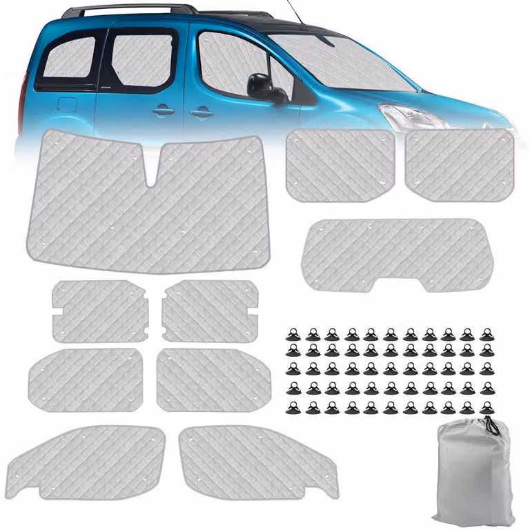 Tappetino termico per cabina passeggeri, set da 10 pezzi, versione XLWB, protezione UV e impermeabile, per Citroen Berlingo dal 2018 al 2025