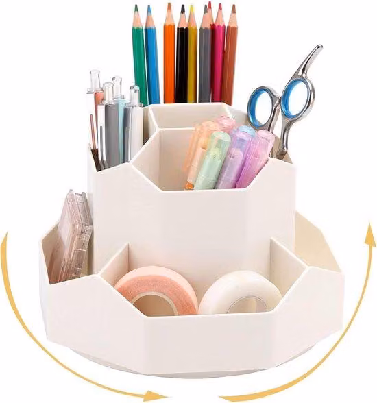 Organizer da scrivania girevole, organizer da scrivania ruotabile a 360 gradi, organizer da scrivania a 9 scomparti, portapenne da scrivania, contenitore da scrivania per penne, articoli per l'ufficio, articoli per la scuola, pennello da trucco
