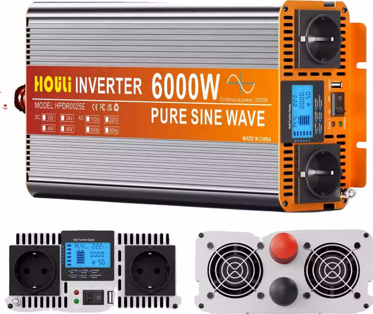 Inverter, uscita a onda sinusoidale pura, compatibile con diversi dispositivi, 6000 W - 12 V, 220 V