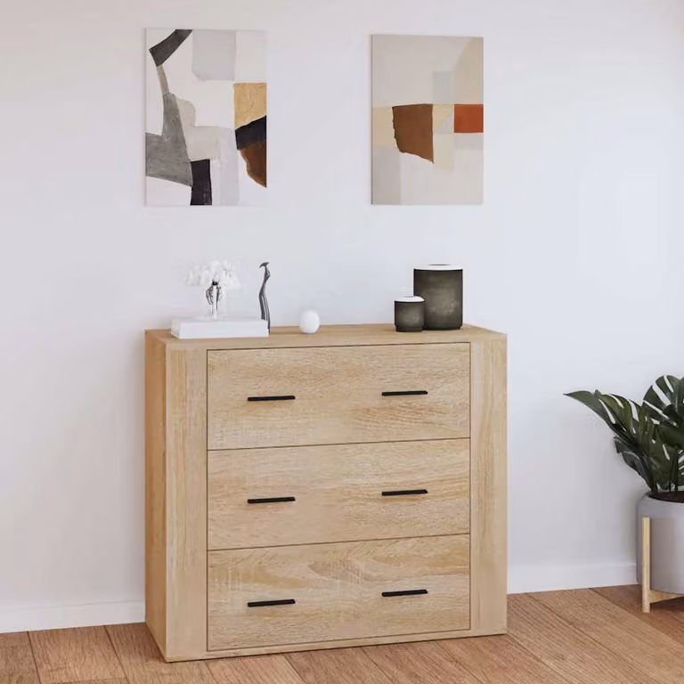 Credenza moderna vidaXL in legno multistrato color rovere sonoma, L 80 cm x P 33 cm x H 70 cm