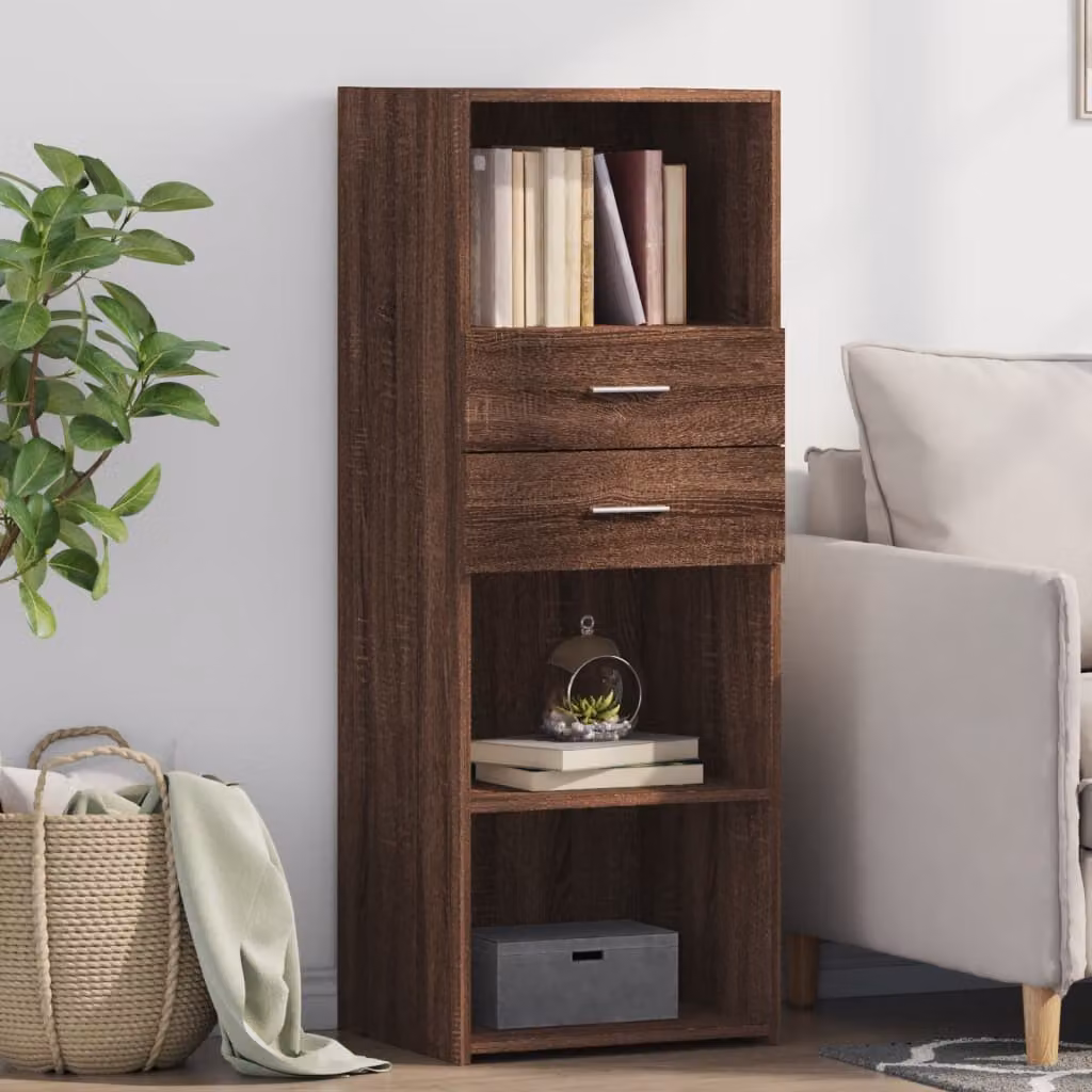 Credenza moderna vidaXL in legno multistrato color rovere marrone, L 45 cm x P 42,5 cm x H 124 cm
