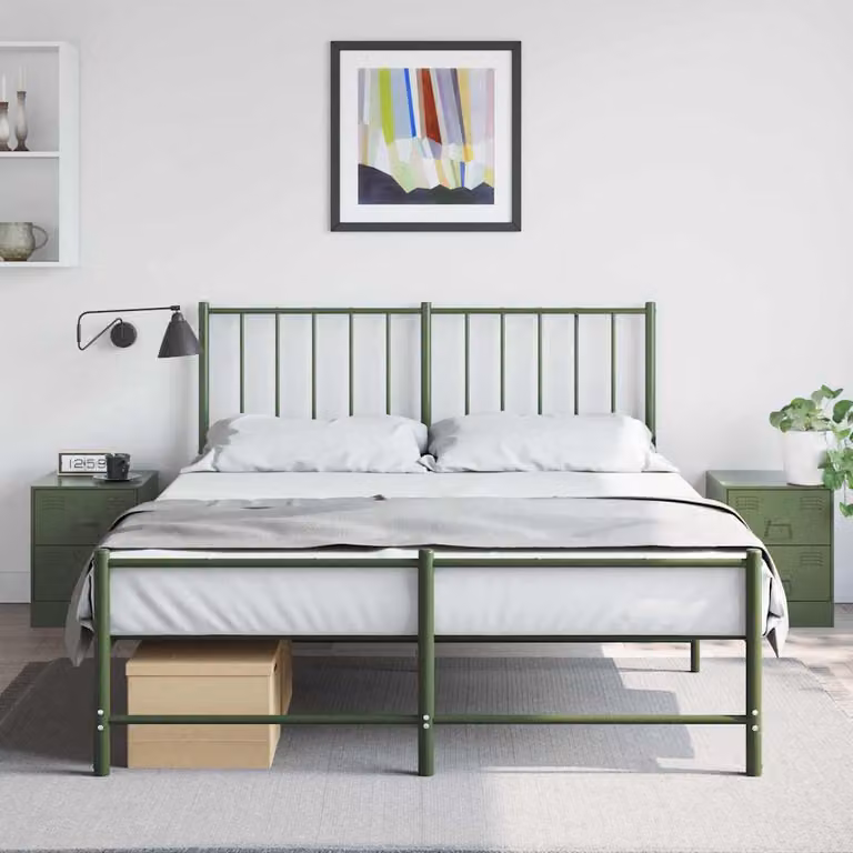 Set di 2 comodini vidaXL in acciaio verde L/P/H: 34,5 x 39 x 44 cm