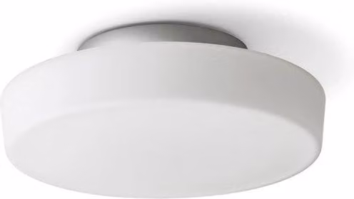 Plafoniera da soffitto ZARA LED in vetro opalino e cromo, luce bianca calda 3000K, 12W, IP44 – 1