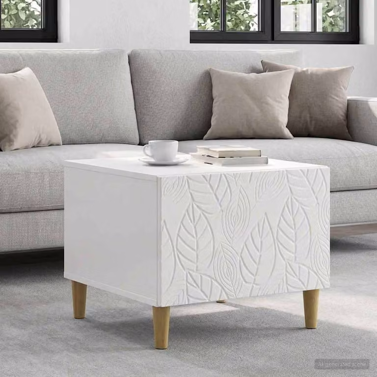 vidaXL Tavolino da salotto moderno in MDF bianco lucido L: 50 cm, P: 49 cm, H: 40 cm