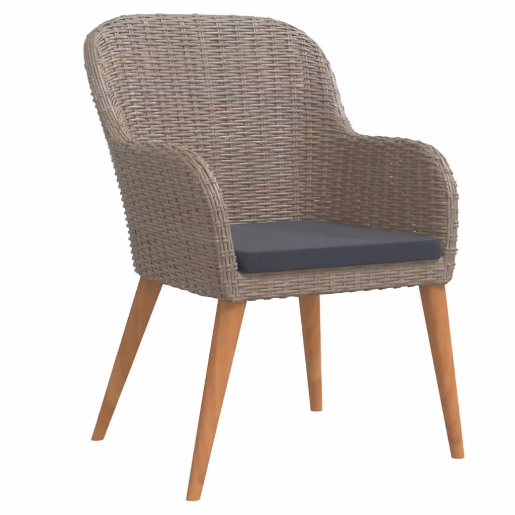Set da pranzo da giardino Outsunny in polyrattan e legno di acacia con cuscini, 5 pezzi, marrone – 2