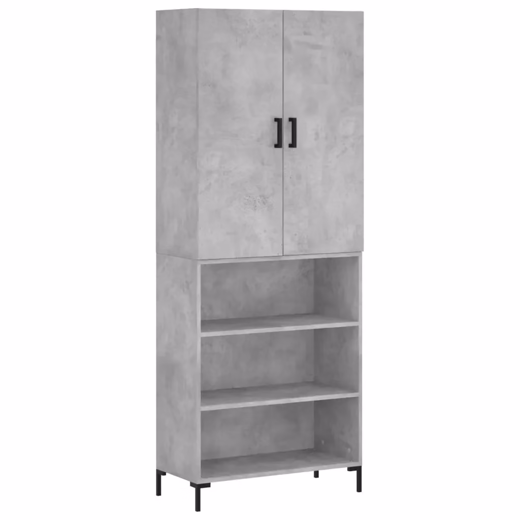 Credenza moderna vidaXL in legno e metallo, colore grigio, L: 69,5 cm, P: 34 cm, H: 180 cm – 2