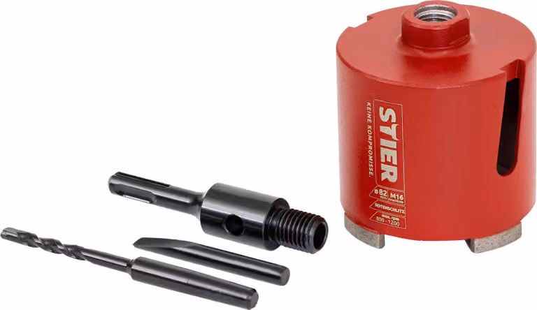 STIER Set di frese per scatole M16 SDS, 82 mm, per prese elettriche e scatole di derivazione, elevata durata, di perforazione, punta per scatole