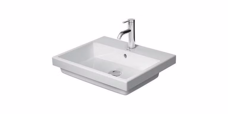 Duravit Vero Air lavabo à encastrer 55x45,5cm, avec trop-plein, avec table de robinetterie, sans trou de robinet, pour montage par le haut, 0383550060, 0383550060