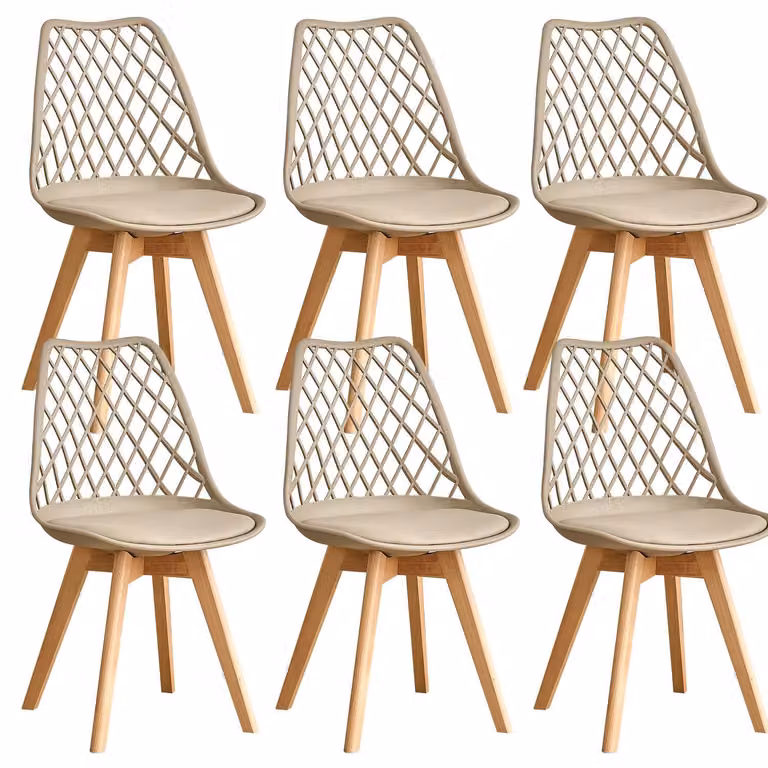 Sedie da pranzo/da cucina - Set da 6 pezzi - Design moderno - Imbottitura in ecopelle - Schienale ergonomico - Robusto telaio in plastica - 82×55×48 cm - Beige