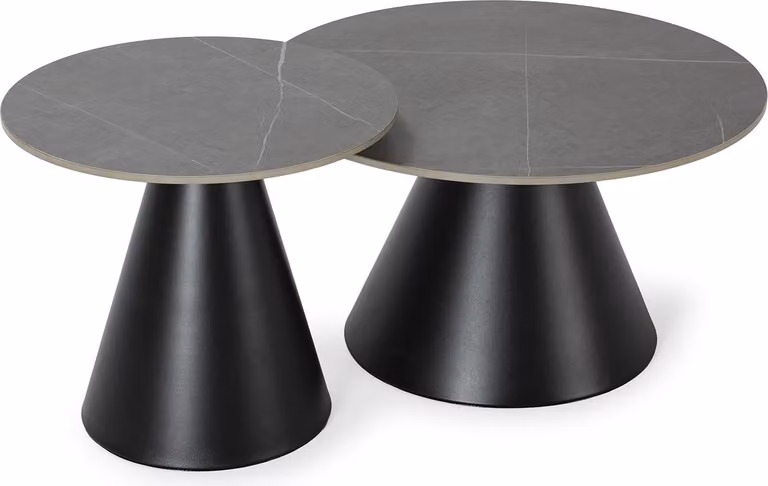 Calicosy - Set di 2 tavolini bassi rotondi grigi - LOUNA