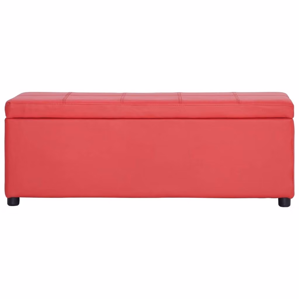 Panca con Vano Portaoggetti 116 cm Rosso in Pelle finta