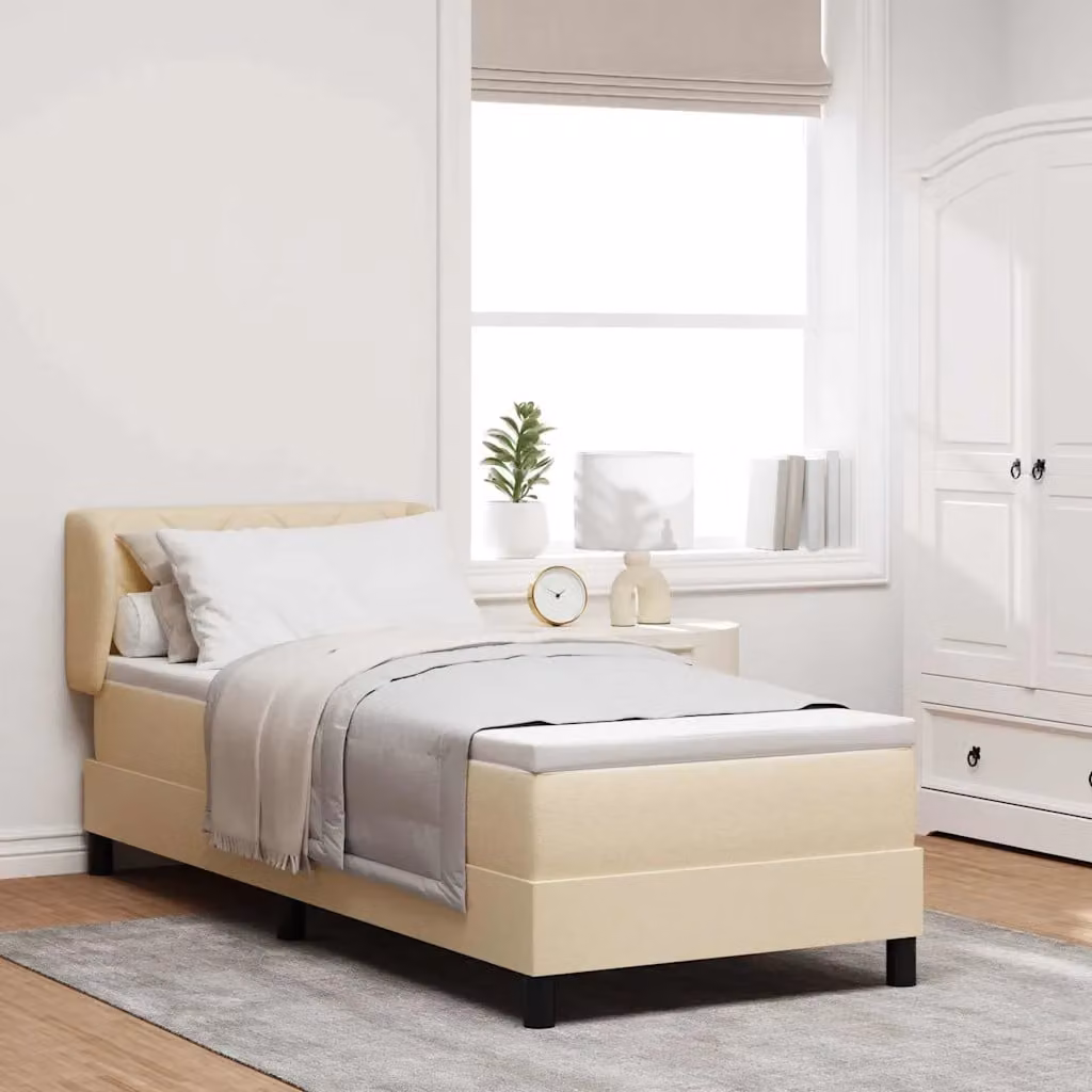 Letto a molle con testiera vidaXL in tessuto beige L 80 x P 200 cm