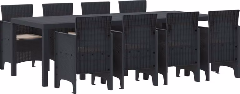 Set da Pranzo per Giardino 9 pcs Antracite Polipropilene