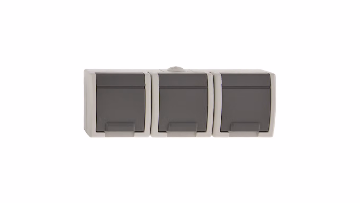 Aquant Ermetico a tre prese c/u 16A IP55 grigio GNT 1243-10