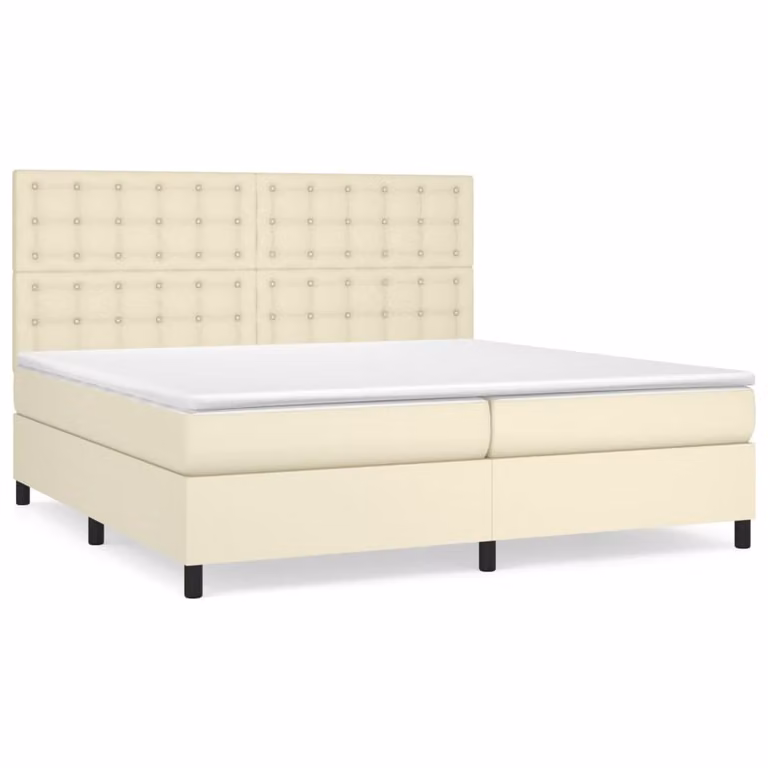 Giroletto a Molle con Materasso Crema 200x200 cm in Pelle finta