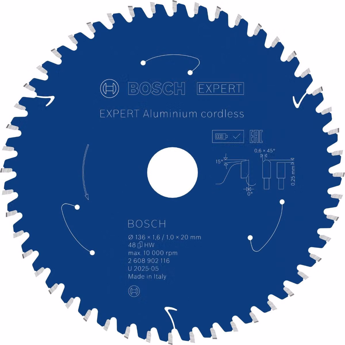 Lama circolare Bosch EXPERT per alluminio, 136x20 mm, Z48