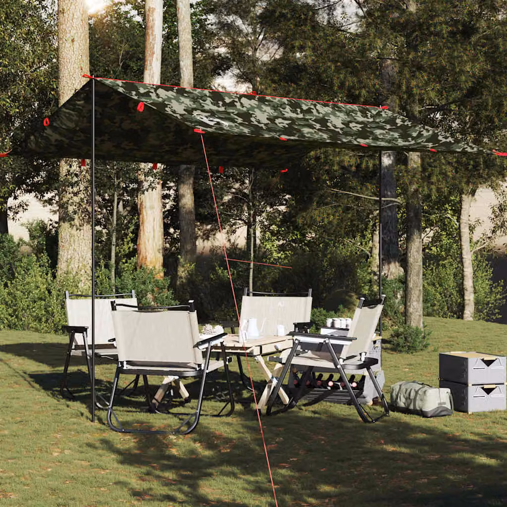 Telone da Campeggio Impermeabile vidaXL Mimetico Verde Multicolore 306x306 cm