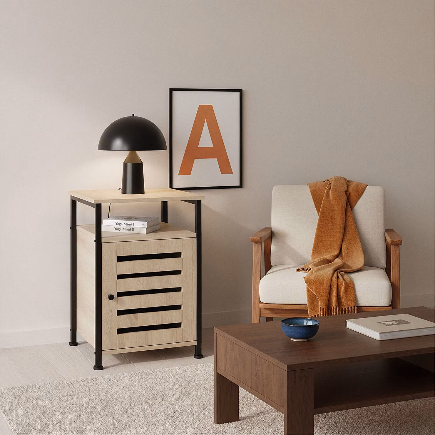 Armadietto Industriale tectake Cork in Legno Rovere Sonoma, Colore Beige e Marrone, L/P/H: 40,5 x 40,5 x 60,5 cm – 3