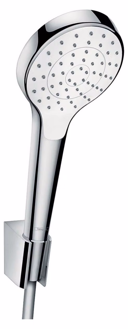 hansgrohe Croma Select S Set de support de douche 110 1jet, EcoSmart, avec flexibles de douche 125cm, blanc/chrome, 28096400, 28096400