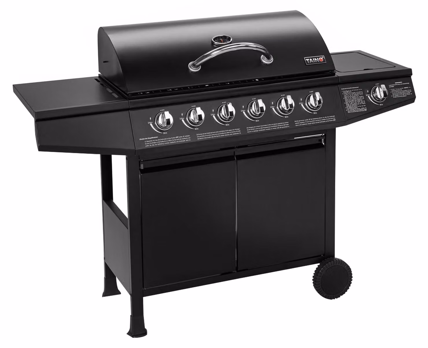 Barbecue a gas - Carrello griglia - 6 bruciatori in acciaio inox - Bruciatore laterale - 141 x 103 x 50 cm - Acciaio inox