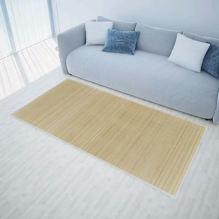vidaXL Tappeto Rettangolare Moderno in Bambù e Polipropilene, Beige, L: 150 cm, P: 200 cm