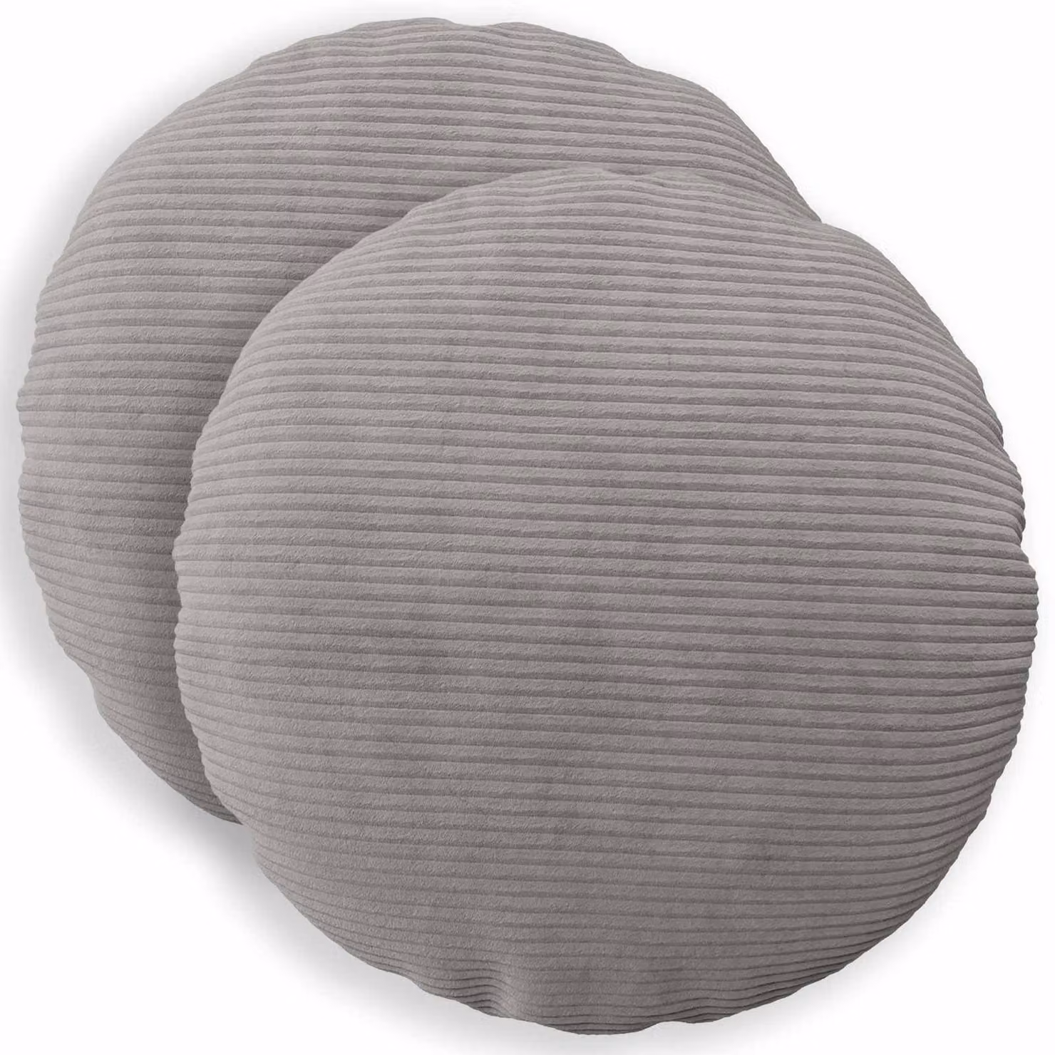Set di 2 federe rotonde vidaXL HEERLEN in velluto a coste, Grigio Chiaro, Ø 40 cm